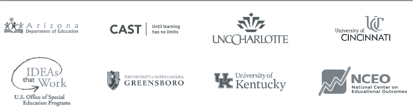 TIES TIPS partner organization logos: Arizona Dept. of Education, CAST, UNC Charlotte, NCEO, University of Kentucky, The University of North Carolina Greensboro, IDEAs that Work