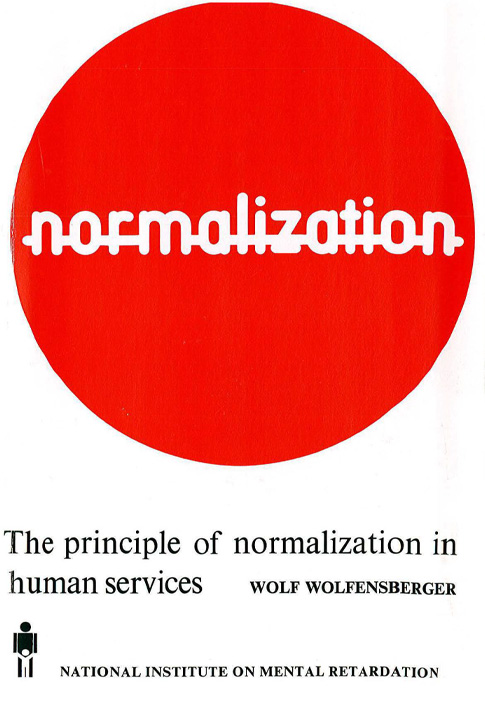 A white field features a red dot with the word “normalization.”