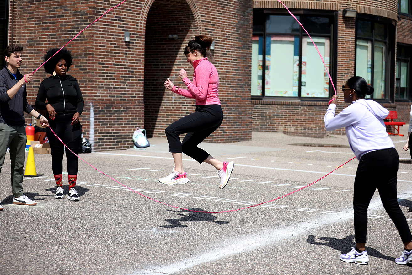 Shauna McDonald jumps rope at a schoolyard in north Minneapolis in spring 2024.