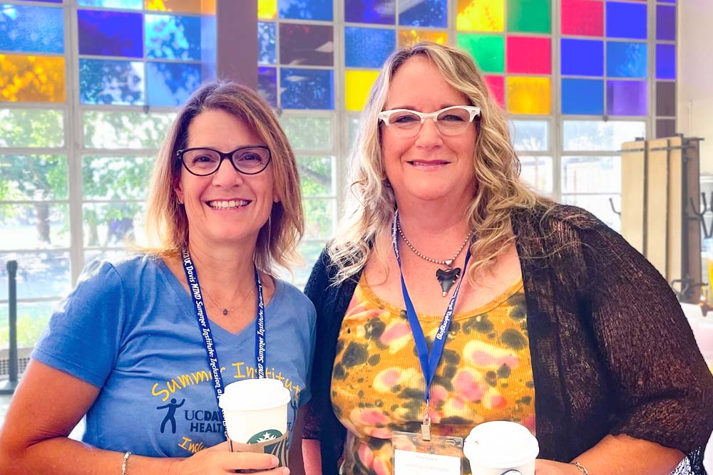 Aubyn Stahmer (left) and Amy Hewitt (right) at the University of California Davis. Stahmer is Director of the University Center on Developmental Disabilities (UCEDD) at the UC Davis MIND Institute. Hewitt delivered the keynote address on inclusion at the 2023 MIND Summer Institute on Neurodevelopmental Disabilities on July 28. Hewitt is Director of the Institute on Community Integration, which is the Minnesota UCEDD.