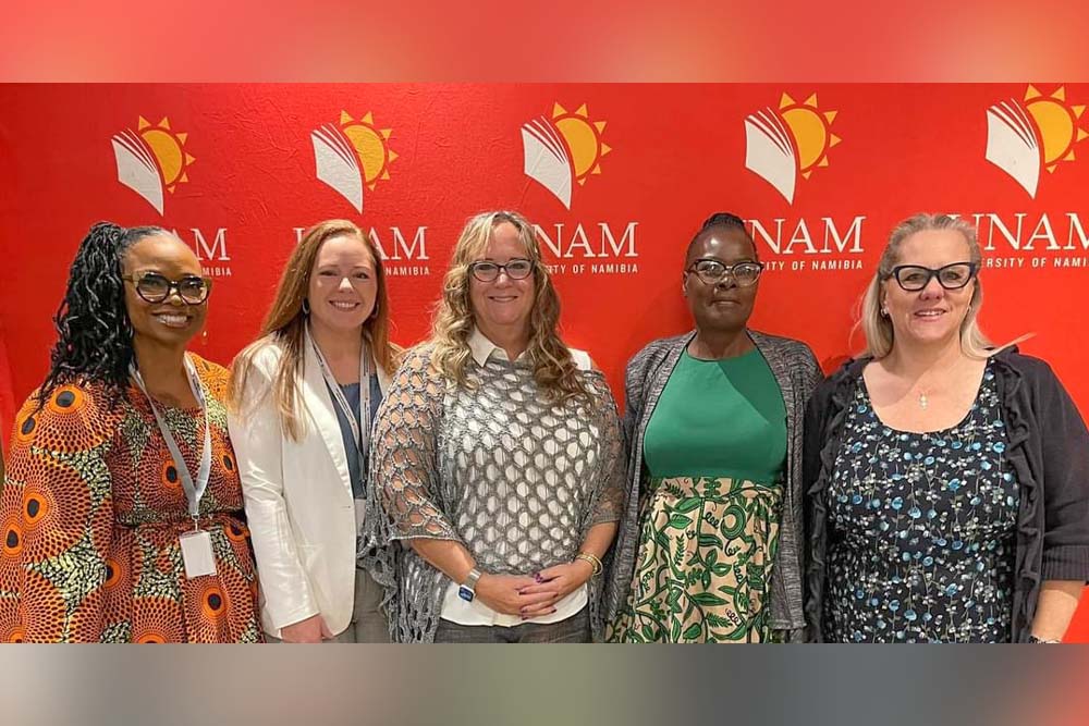 Amy Hewitt, Mikala Mukongolwa, Traci LaLiberte and others at the University of Namibia.