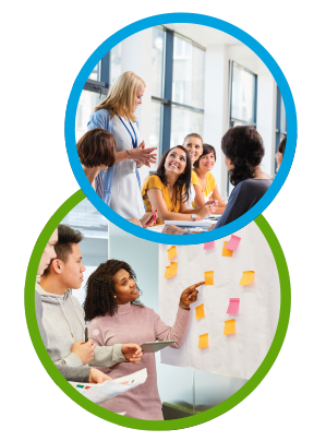 A group of professionals participating and engaging in an onsite training.